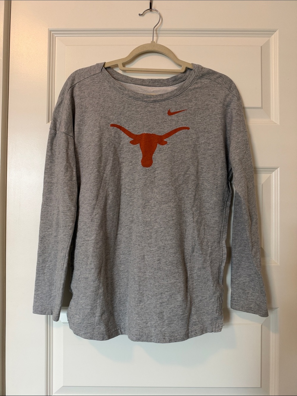 Nike Heather Gray Long Sleeve Tee with Burnt Orange UT Texas Longhorns